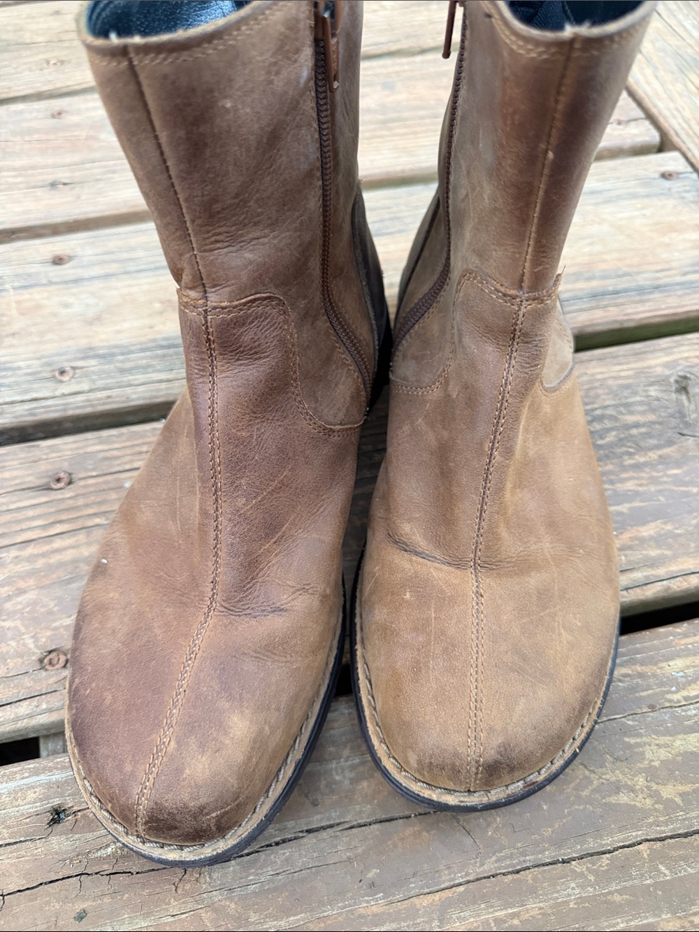Merrell Women's Brown Leather Mid Calf Boots Side Zip Riding Casual Size 8